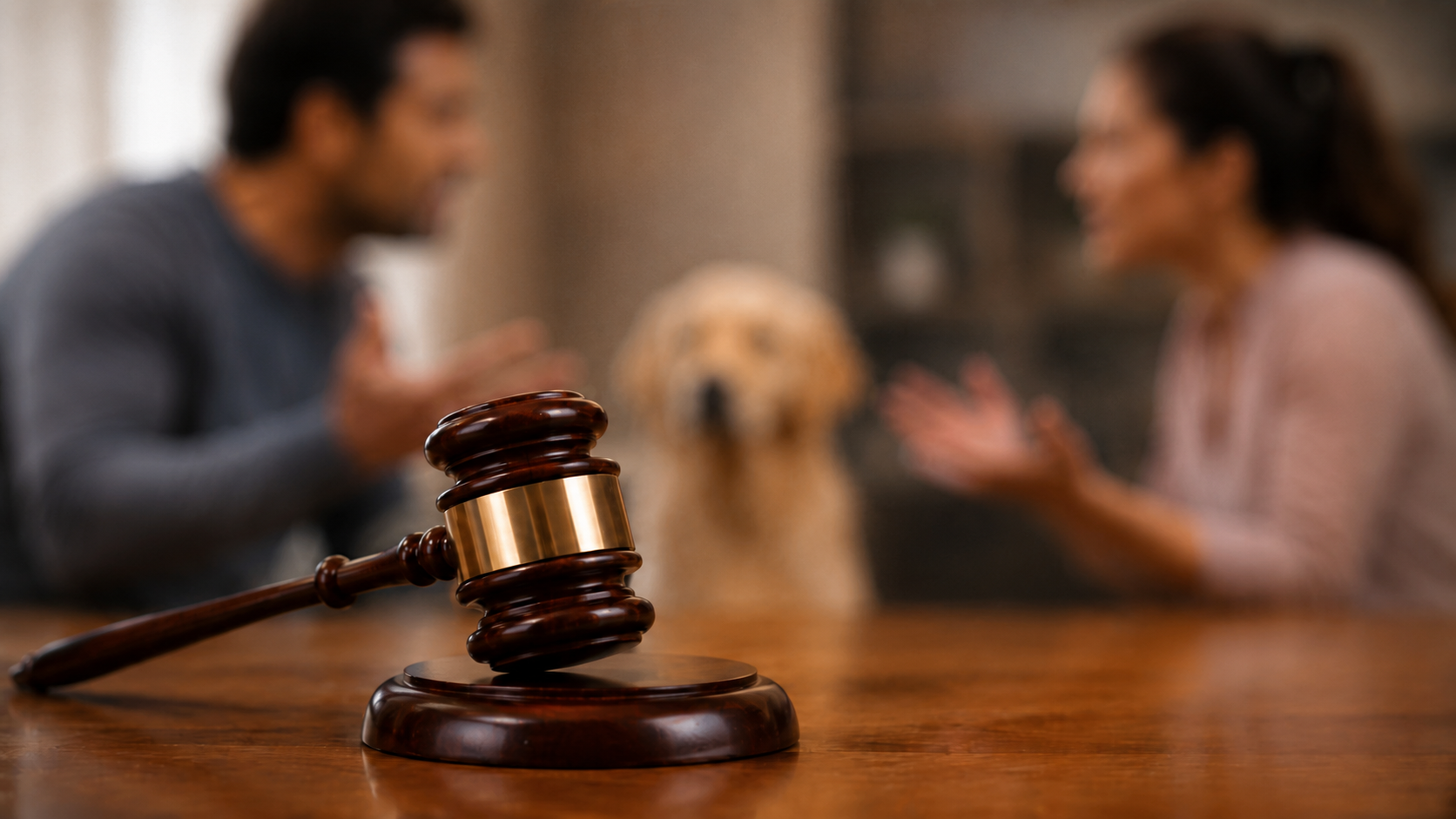 Perra adulta acompañada por una persona en un hogar, en referencia al fallo que reconoció su condición de ser sintiente.