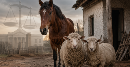 Caballo y ovejas en referencia al fallo del Tribunal de Impugnación de La Pampa por maltrato animal